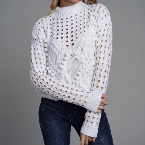 Peek-A-Boo Pompom Sweater - Picture 8 of 10